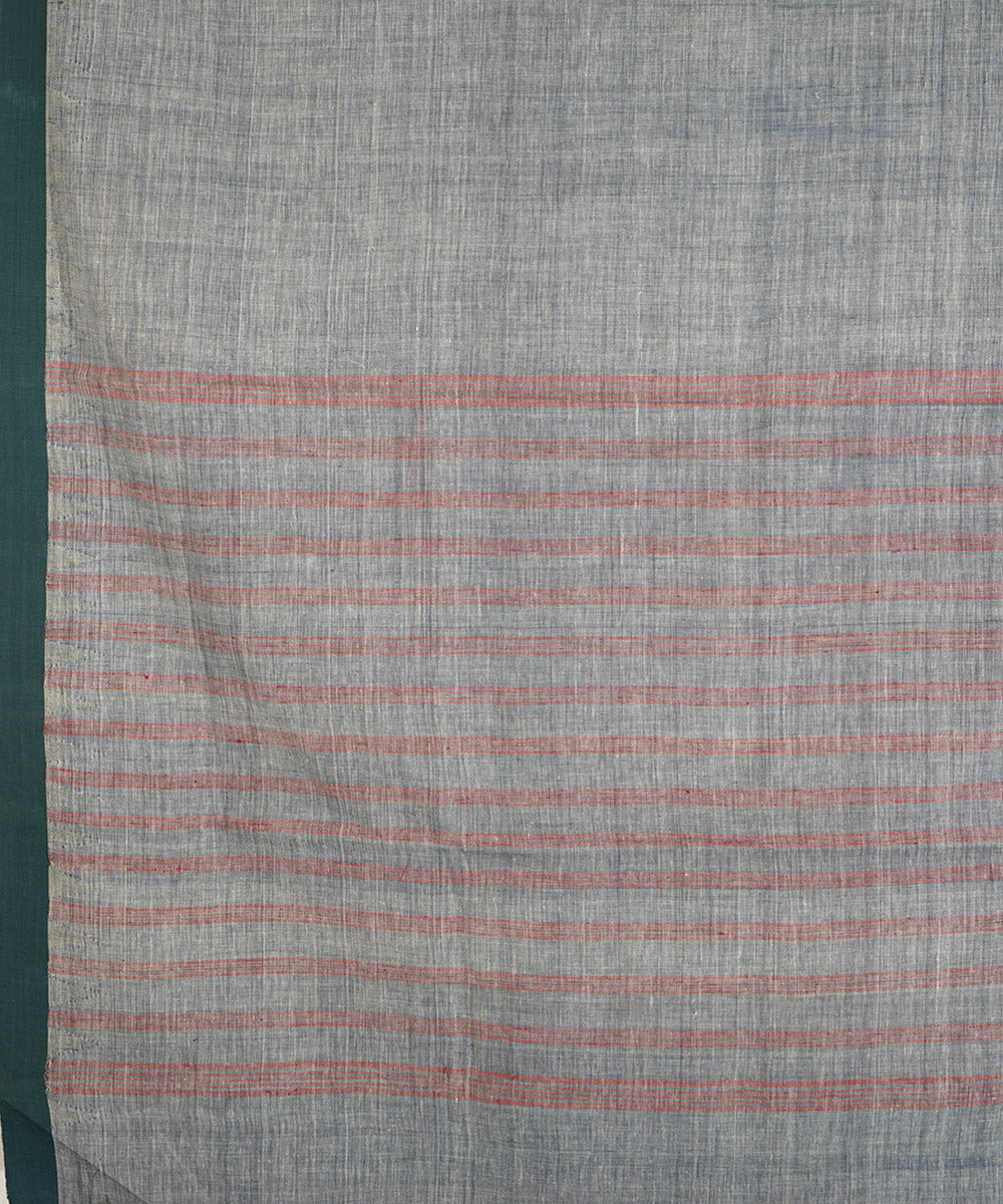 Pale grey cotton handwoven natural dyed srikakulam kuppadam saree