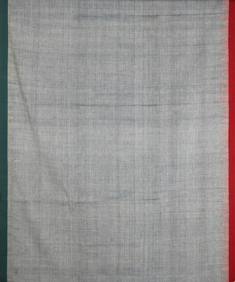 Pale grey cotton handwoven natural dyed srikakulam kuppadam saree