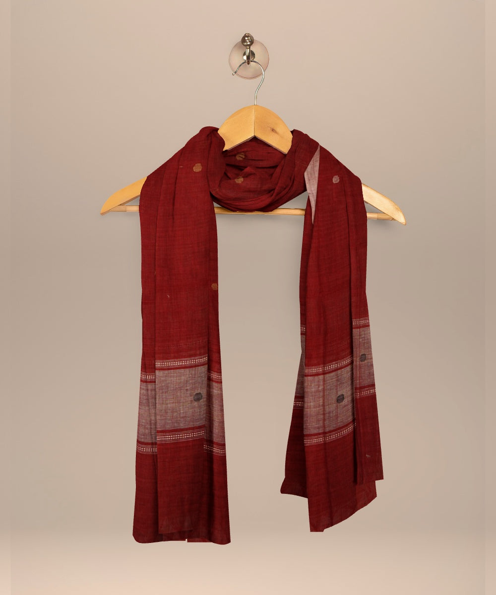 Red white handloom cotton natural dyeddupatta