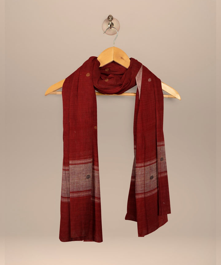 Red white handloom cotton natural dyeddupatta
