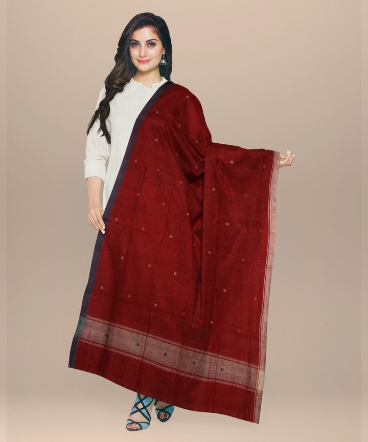 Red white handloom cotton natural dyeddupatta