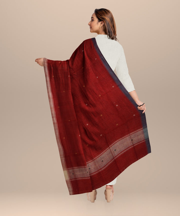 Red white handloom cotton natural dyeddupatta