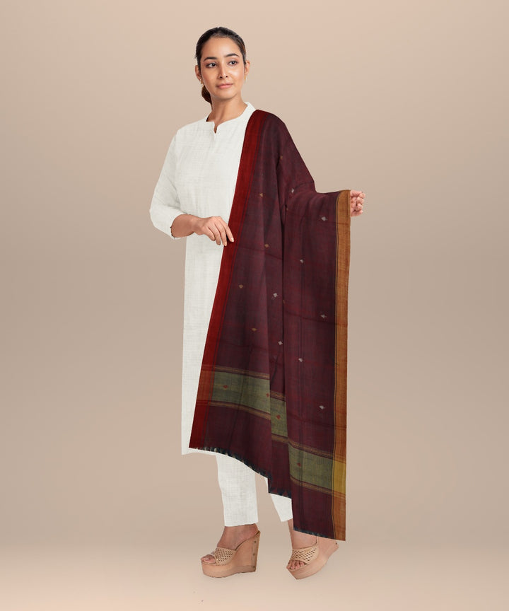 Purple rust brown handloom cotton natural dyed dupatta