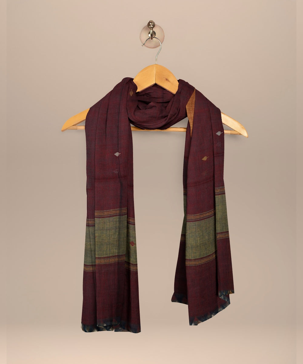 Purple rust brown handloom cotton natural dyed dupatta