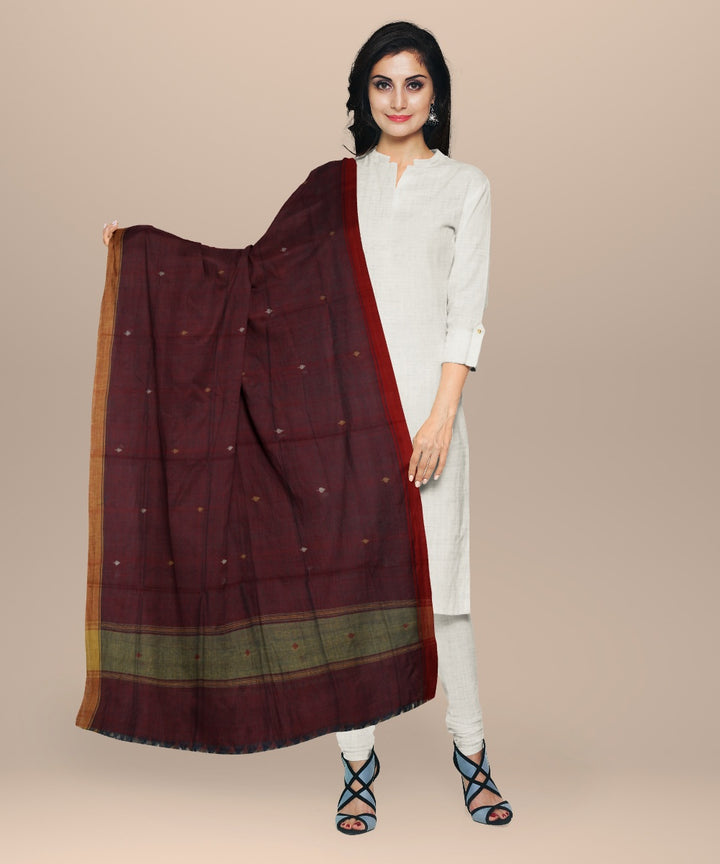Purple rust brown handloom cotton natural dyed dupatta