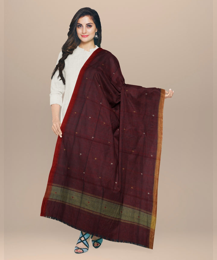 Purple rust brown handloom cotton natural dyed dupatta