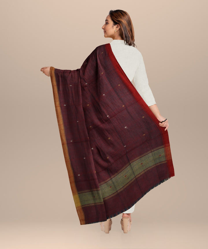 Purple rust brown handloom cotton natural dyed dupatta