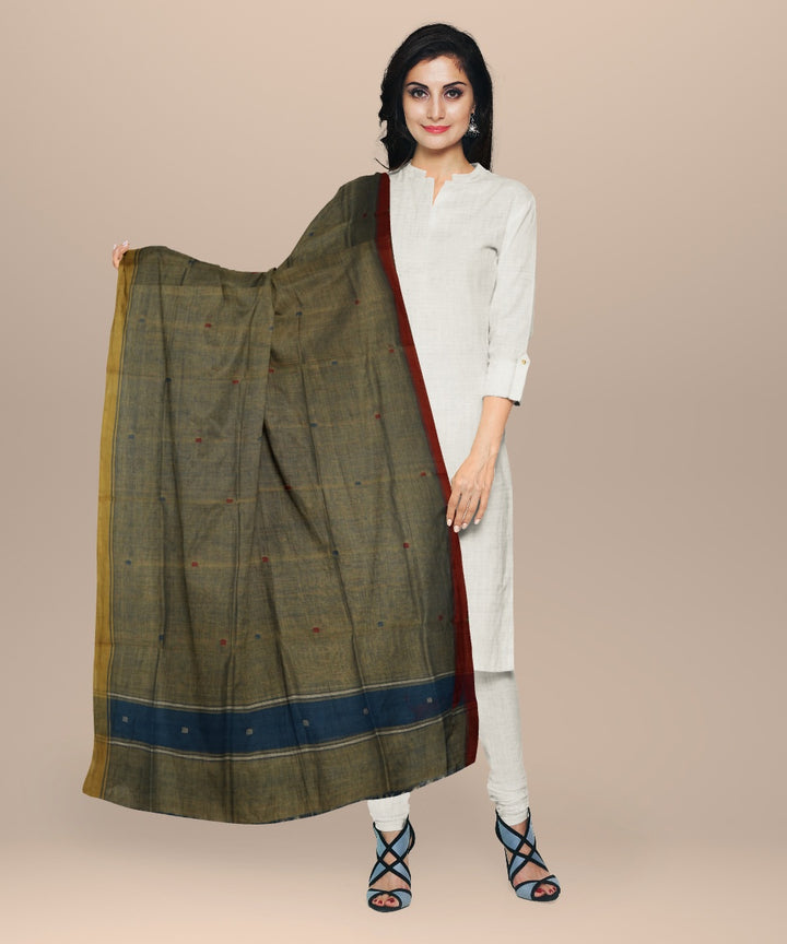 Lime green mustard rust handloom cotton natural dyed dupatta