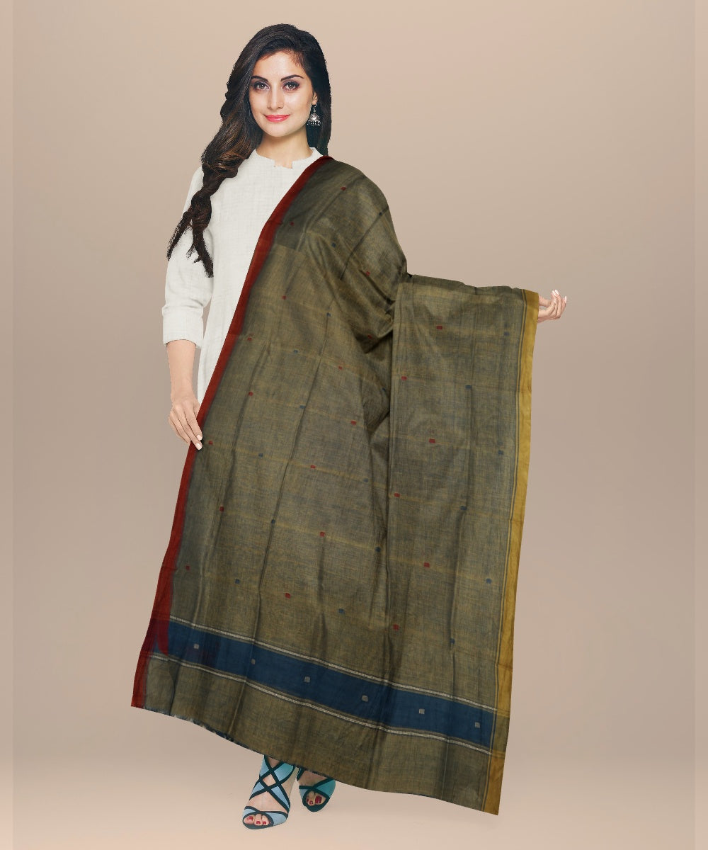 Lime green mustard rust handloom cotton natural dyed dupatta