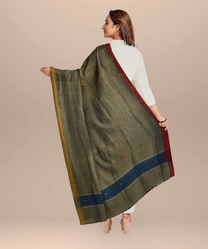 Lime green mustard rust handloom cotton natural dyed dupatta
