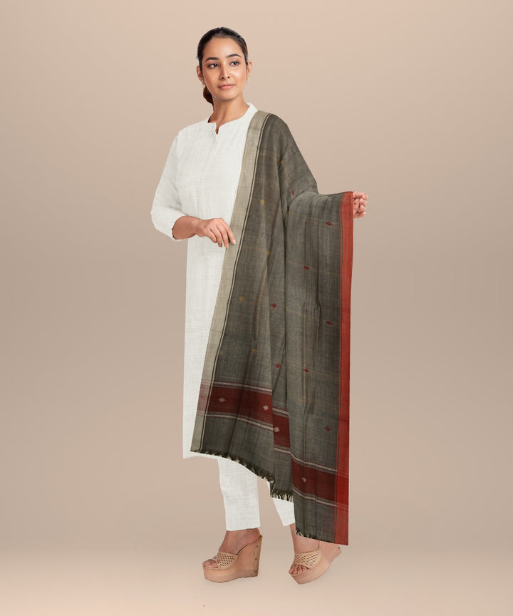 Grey brown white handloom cotton natural dyed dupatta