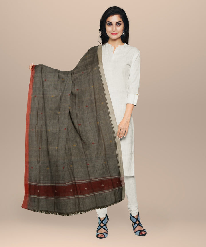 Grey brown white handloom cotton natural dyed dupatta