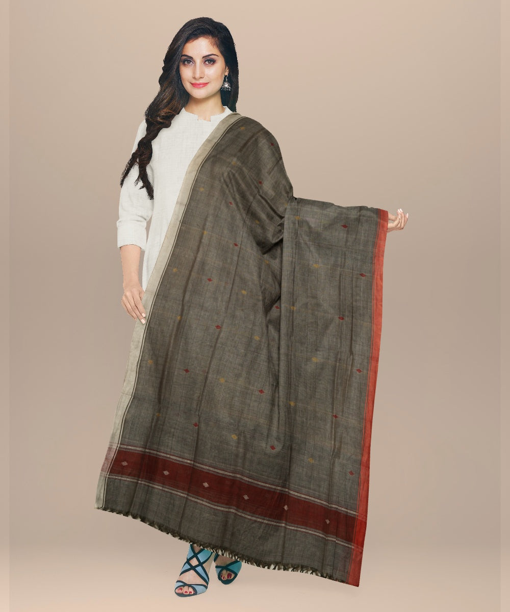Grey brown white handloom cotton natural dyed dupatta