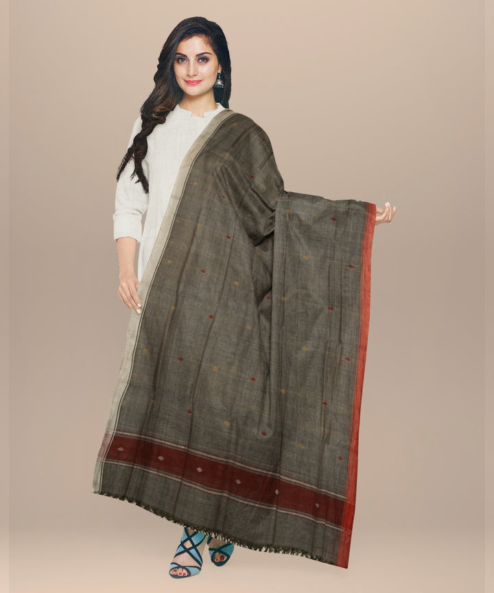 Grey brown white handloom cotton natural dyed dupatta
