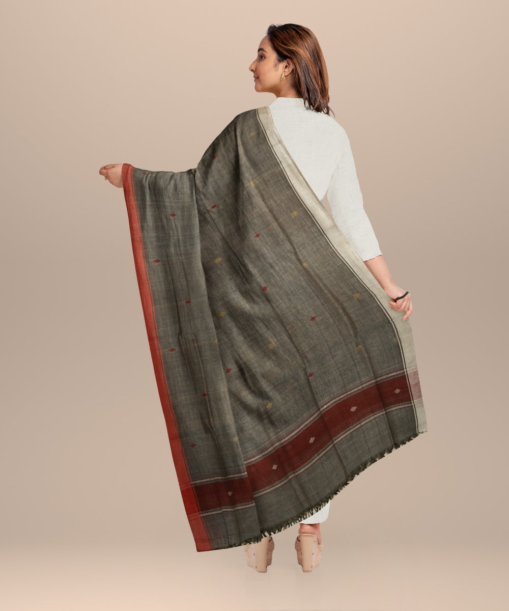 Grey brown white handloom cotton natural dyed dupatta