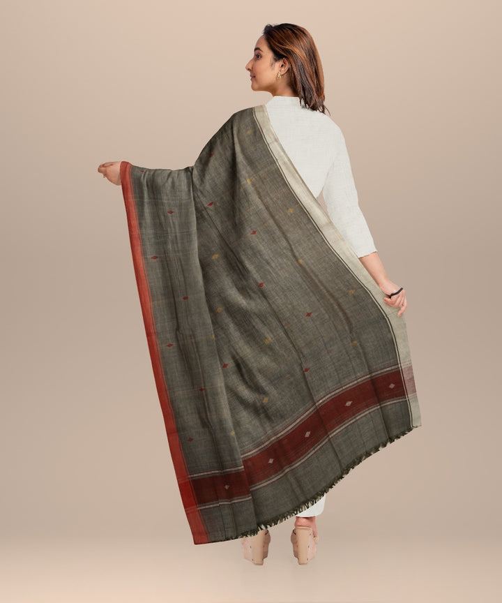 Grey brown white handloom cotton natural dyed dupatta