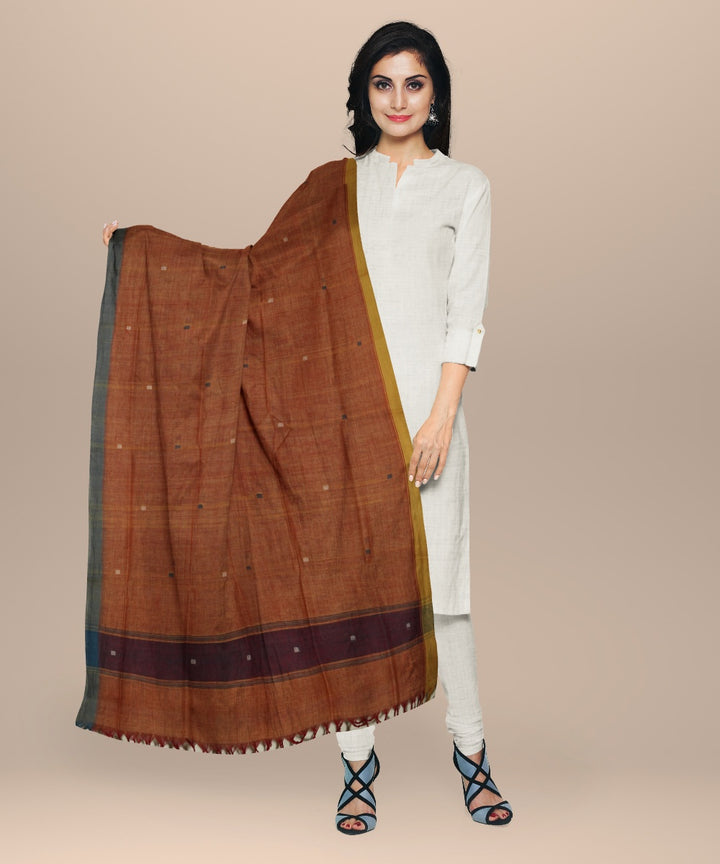 Orange yellow handloom natural dyed cotton dupatta