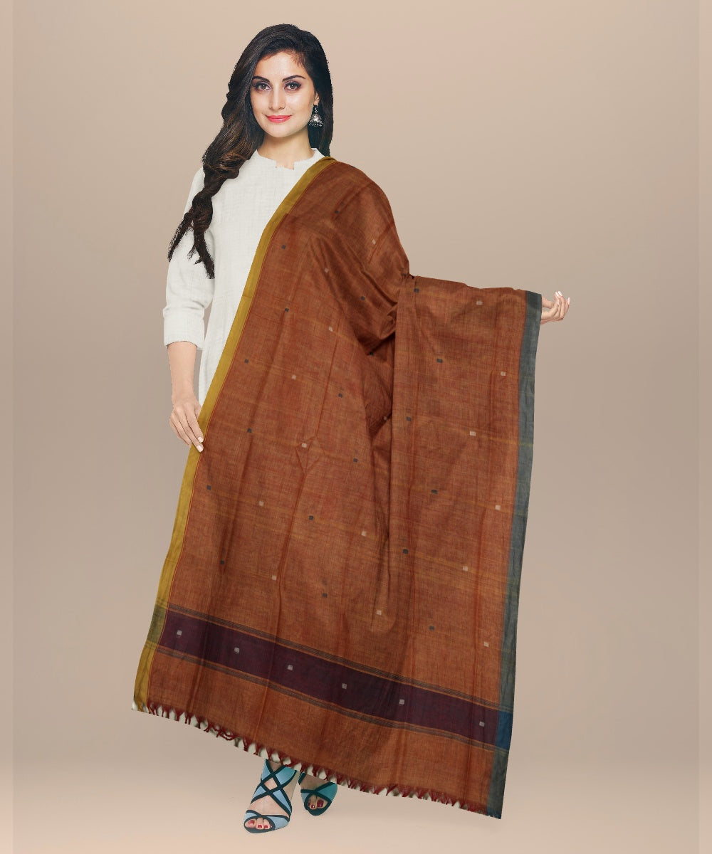 Orange yellow handloom natural dyed cotton dupatta