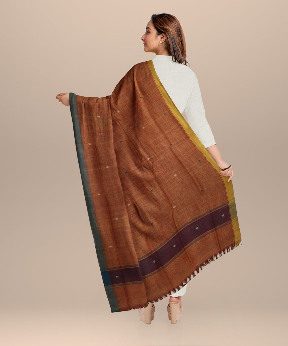 Orange yellow handloom natural dyed cotton dupatta