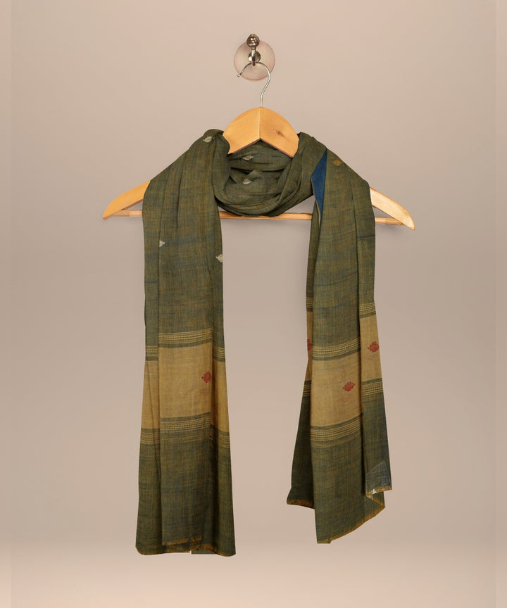 Cyan green blue handloom cotton natural dyed dupatta