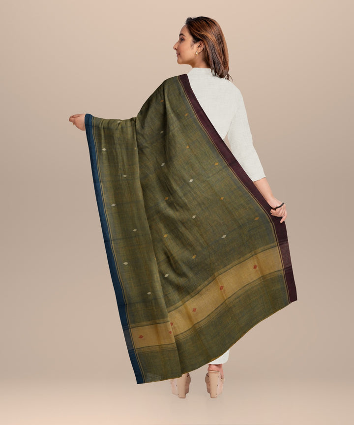 Cyan green blue handloom cotton natural dyed dupatta