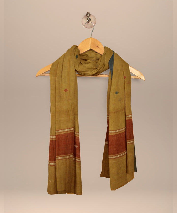 Yellow blue handloom cotton natural dyed dupatta