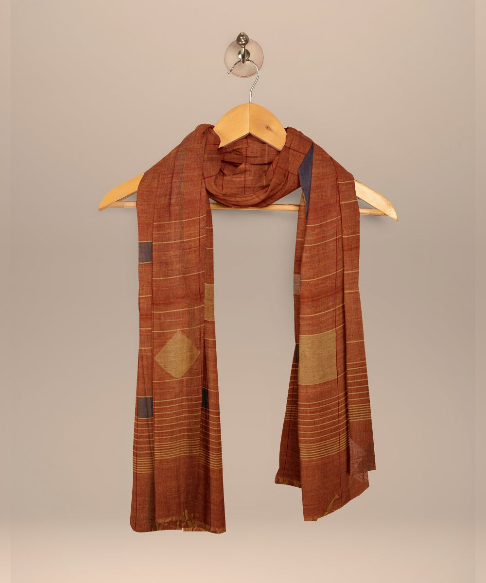 Orange yellow green handloom cotton natural dyed dupatta