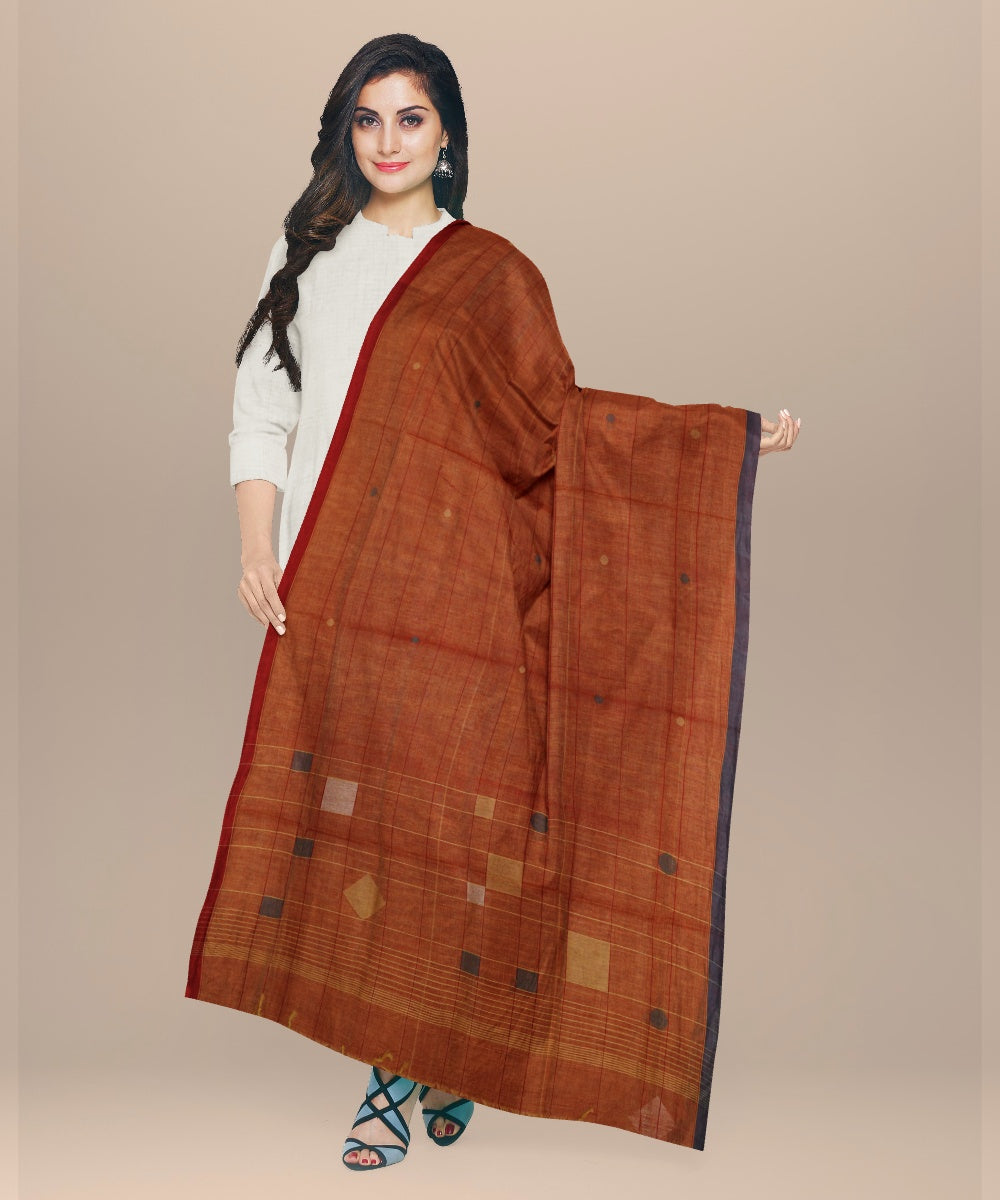 Orange yellow green handloom cotton natural dyed dupatta