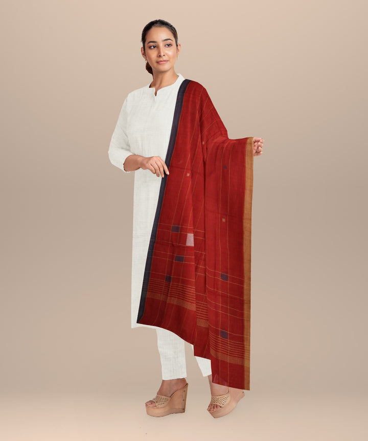 Red white green handloom cotton natural dyed dupatta