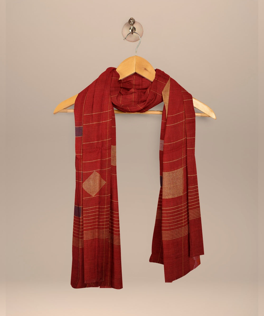 Red white green handloom cotton natural dyed dupatta