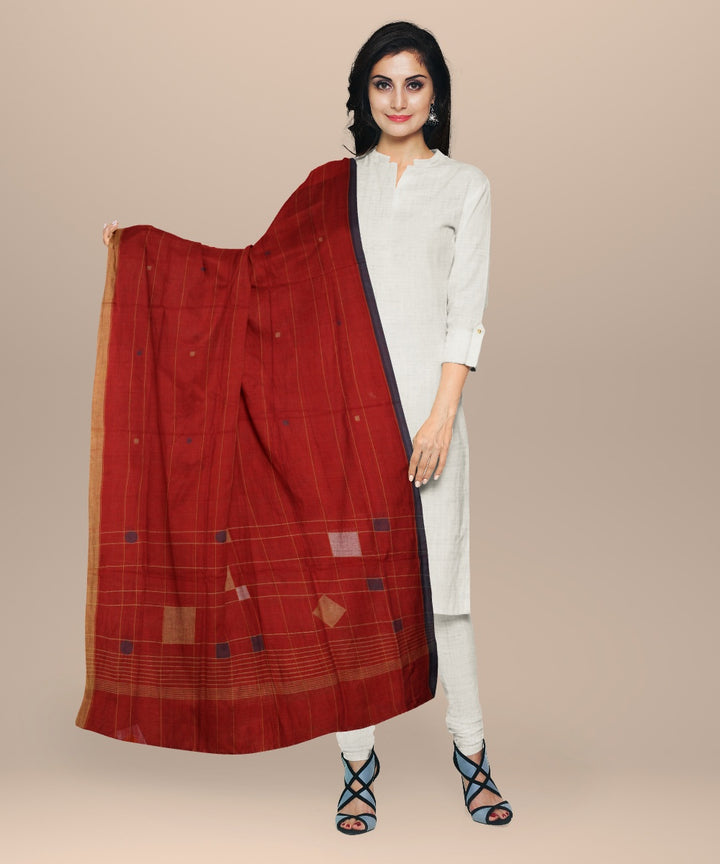 Red white green handloom cotton natural dyed dupatta