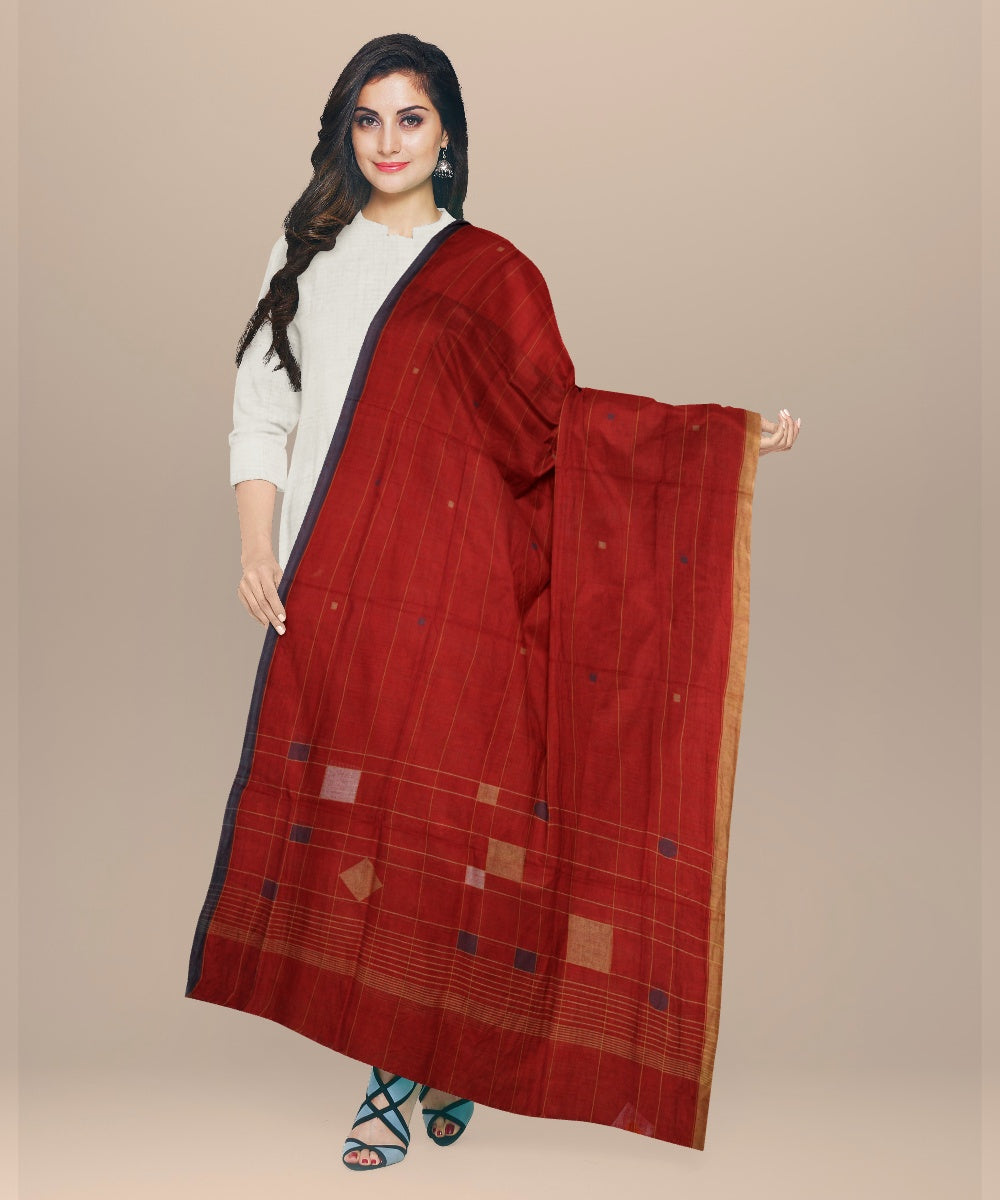 Red white green handloom cotton natural dyed dupatta