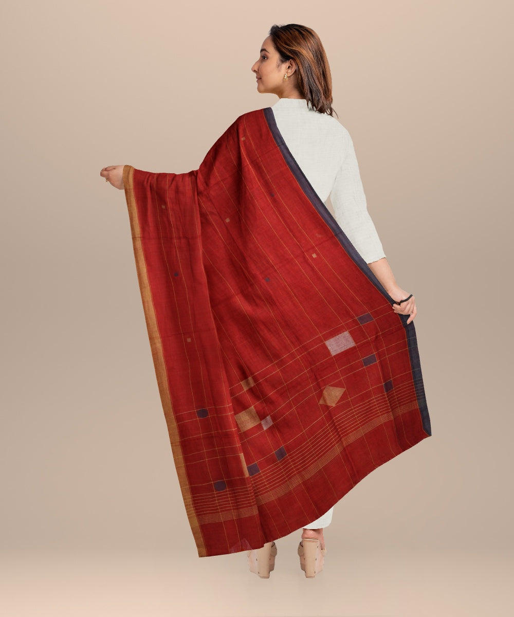 Red white green handloom cotton natural dyed dupatta