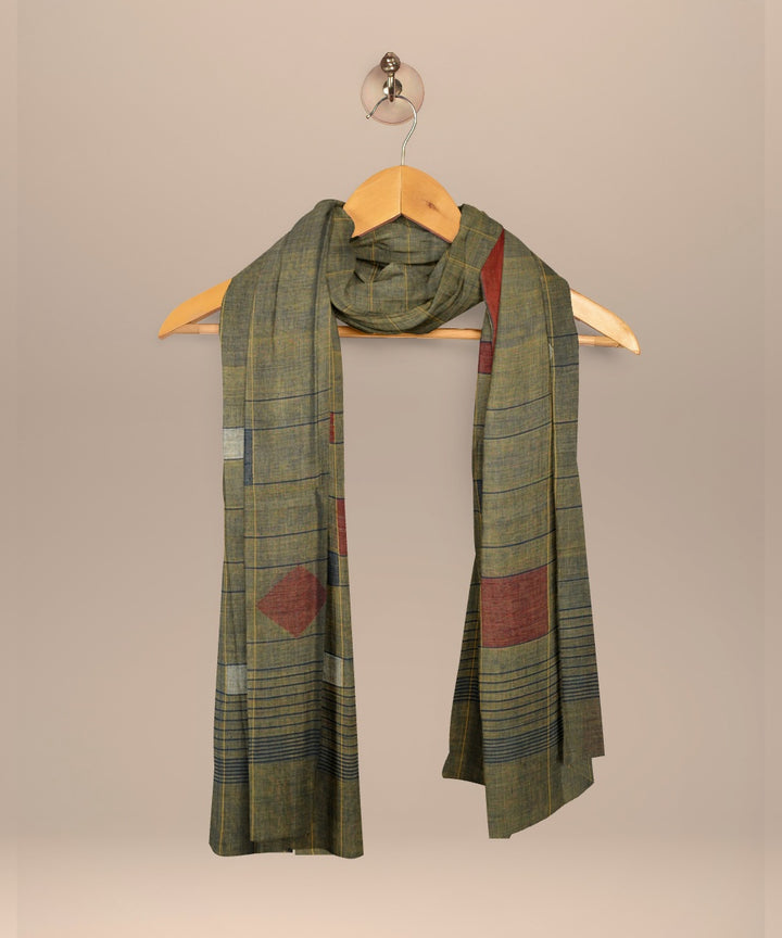 Cyan green yellow white handloom cotton natural dyed dupatta