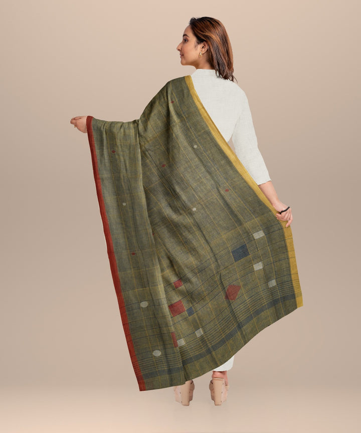 Cyan green yellow white handloom cotton natural dyed dupatta