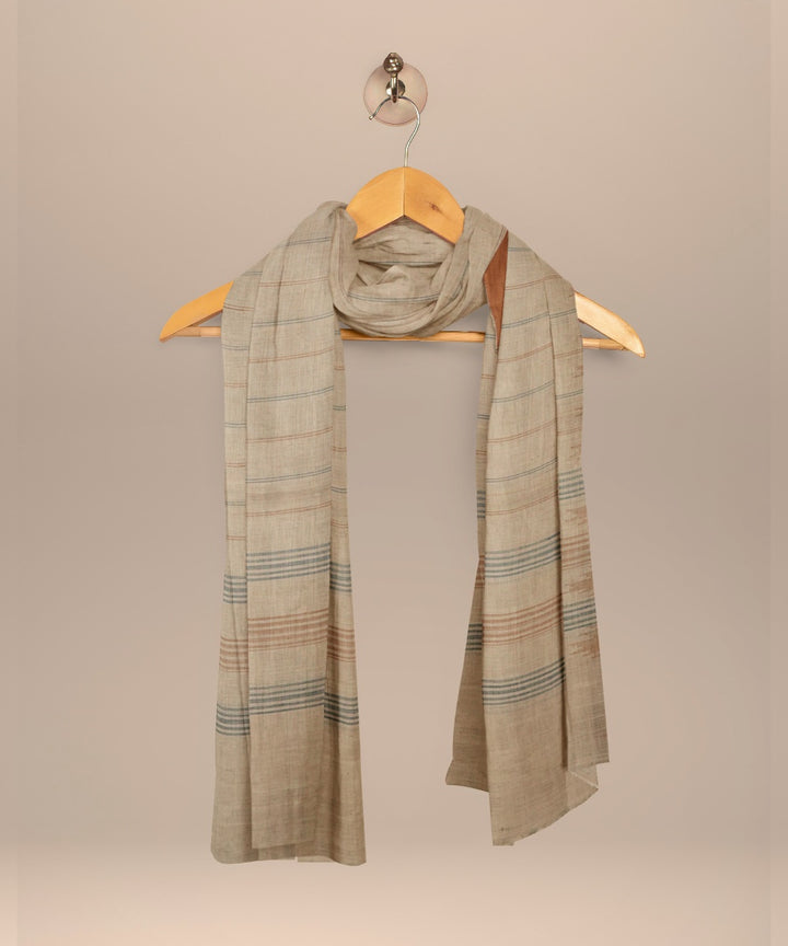 Grey striped yellow handloom cotton natural dyed dupatta