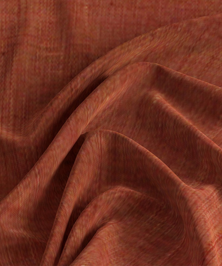 Orange handloom natural dyed cotton fabric