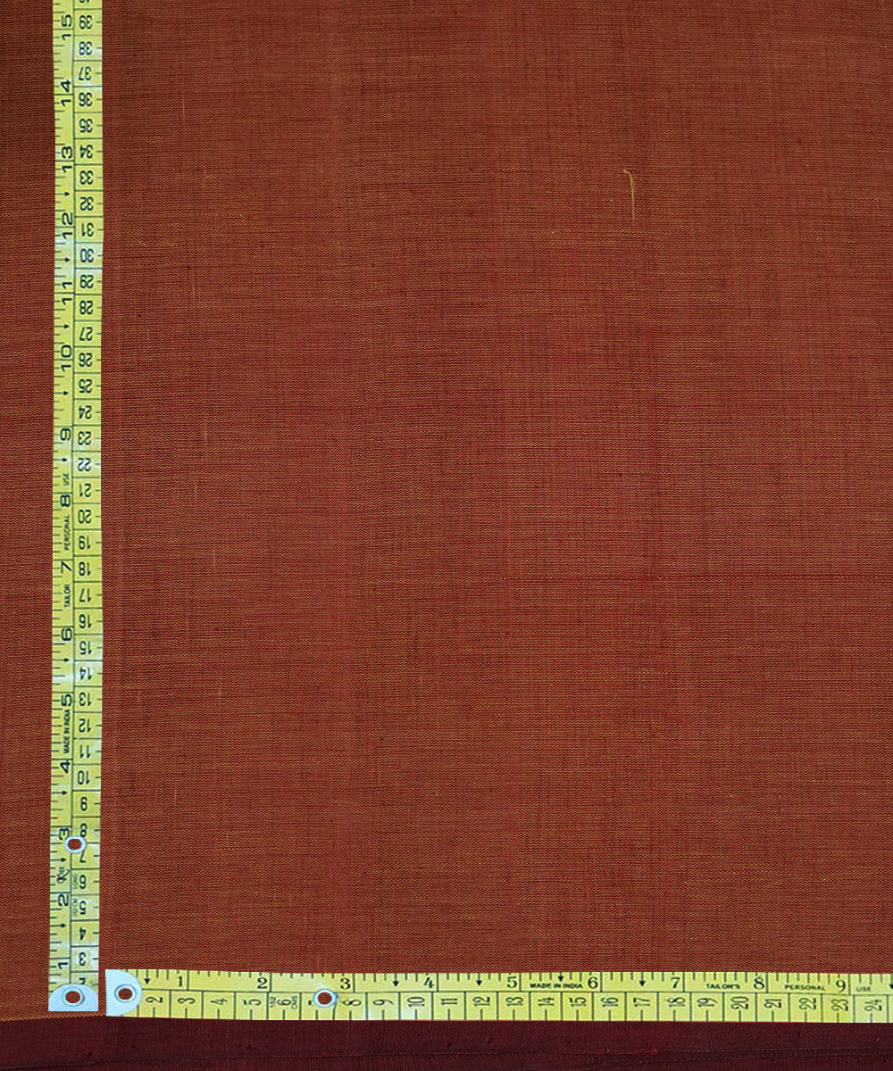 Orange handloom natural dyed cotton fabric