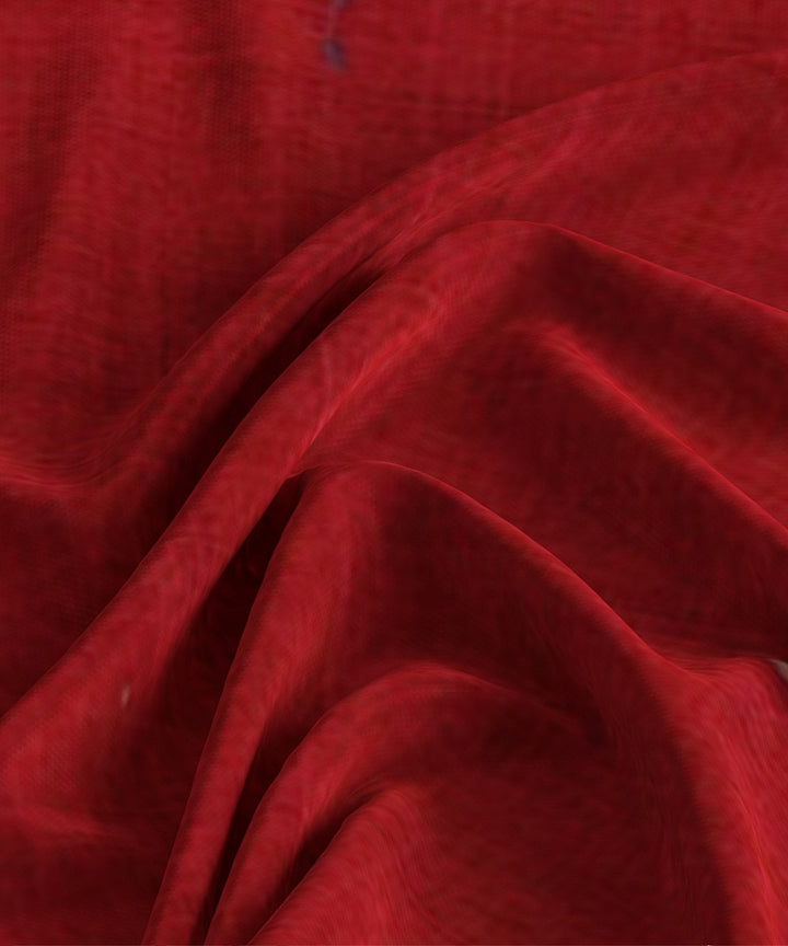 Red cotton handloom natural dyed fabric