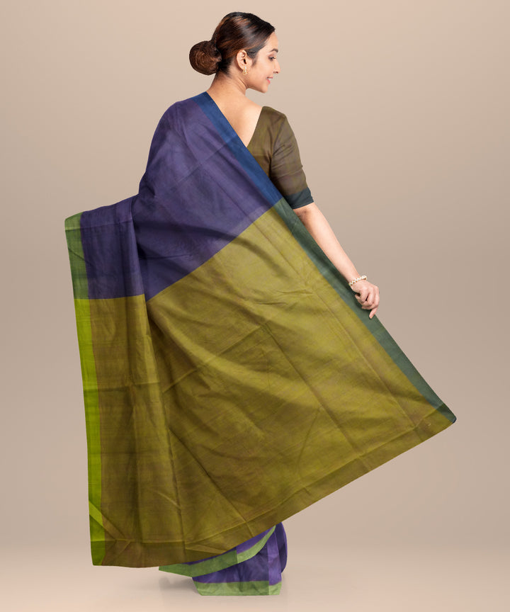 Purple yellow cotton handloom mangalagiri saree