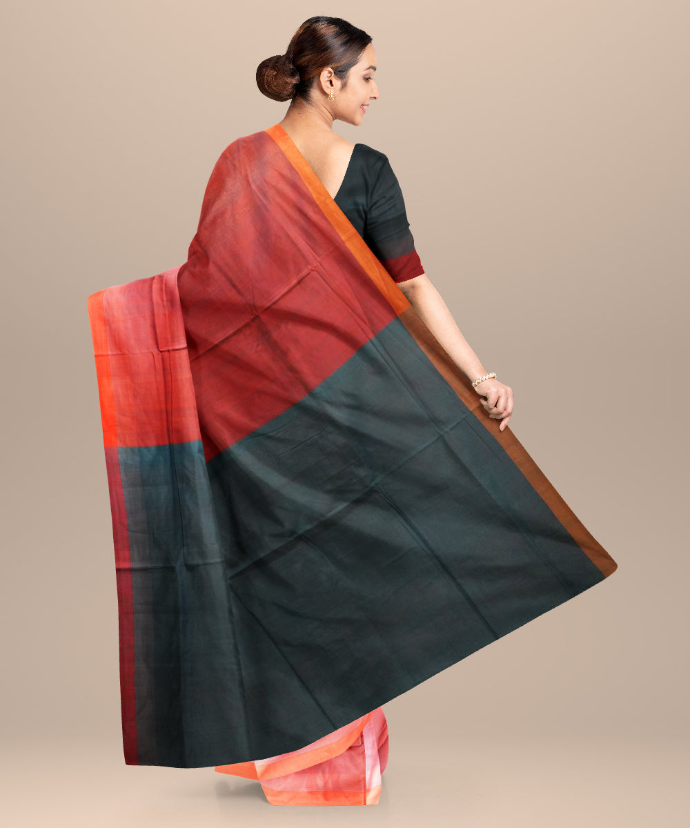 Pink blue handloom mangalagiri cotton saree