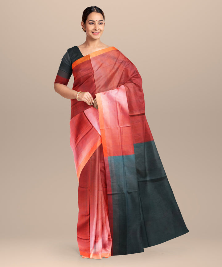 Pink blue handloom mangalagiri cotton saree