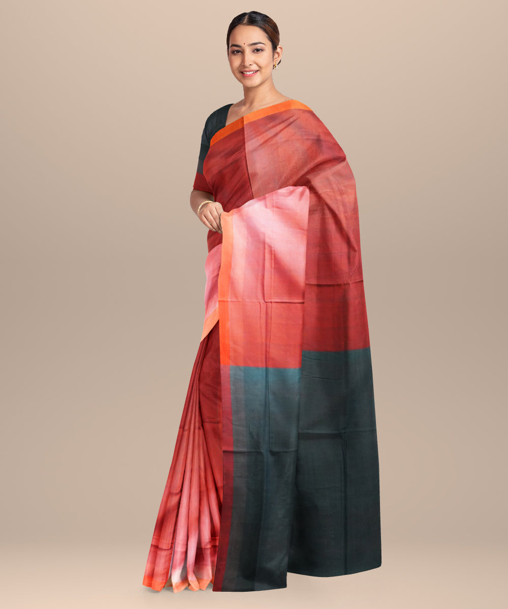 Pink blue handloom mangalagiri cotton saree