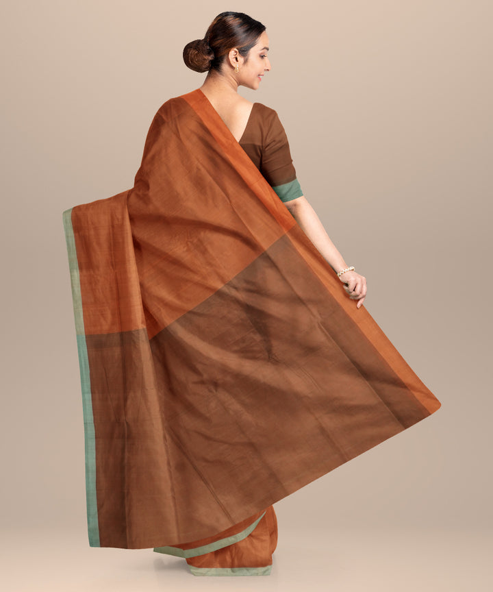 Brown brown cotton handloom mangalagiri saree