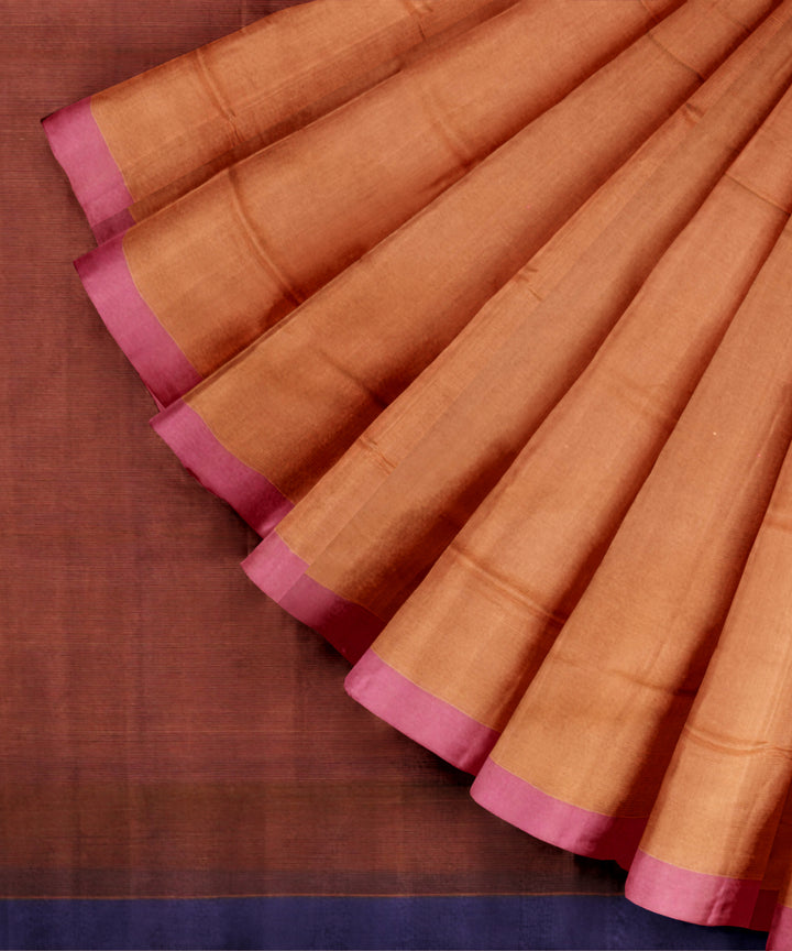 Maroon brown cotton handloom mangalagiri saree