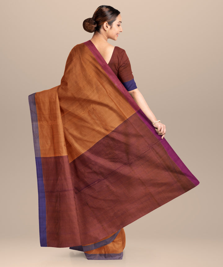 Brown maroon handloom cotton mangalagiri saree