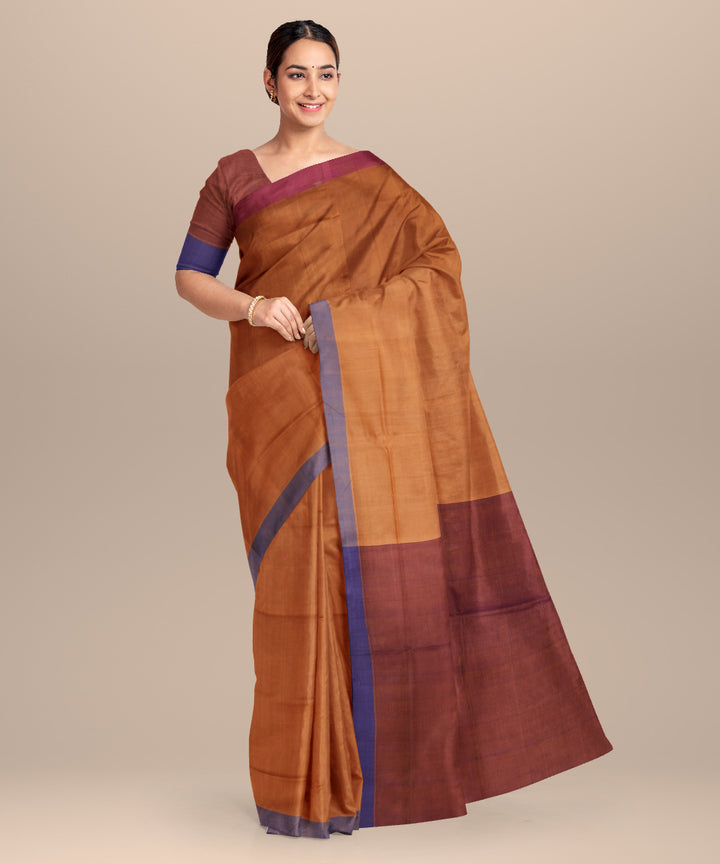 Brown maroon handloom cotton mangalagiri saree