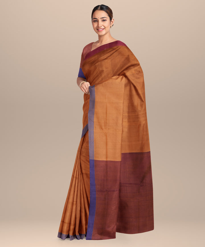 Brown maroon handloom cotton mangalagiri saree