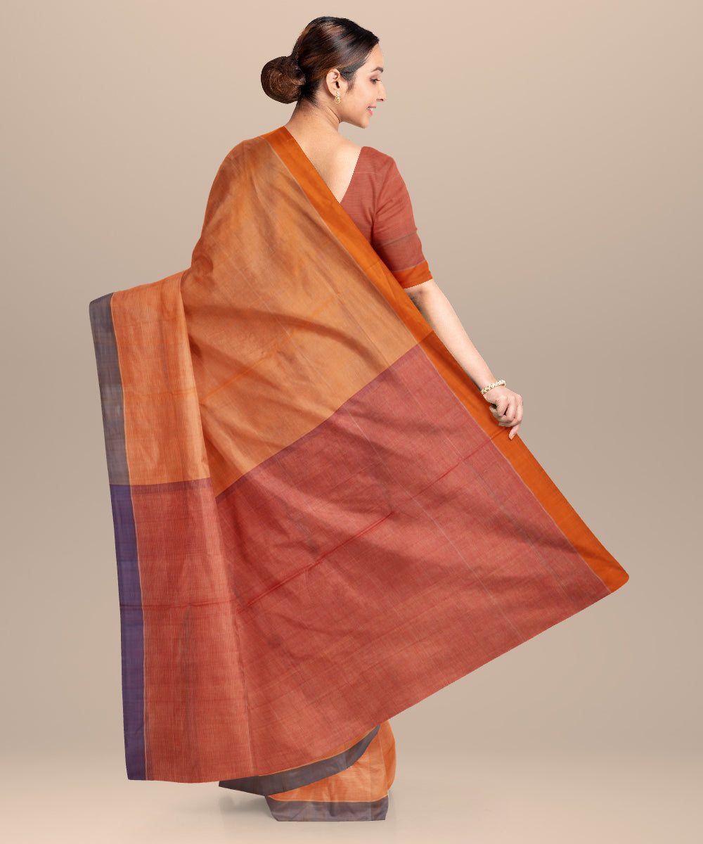 Orange red cotton handloom mangalagiri saree