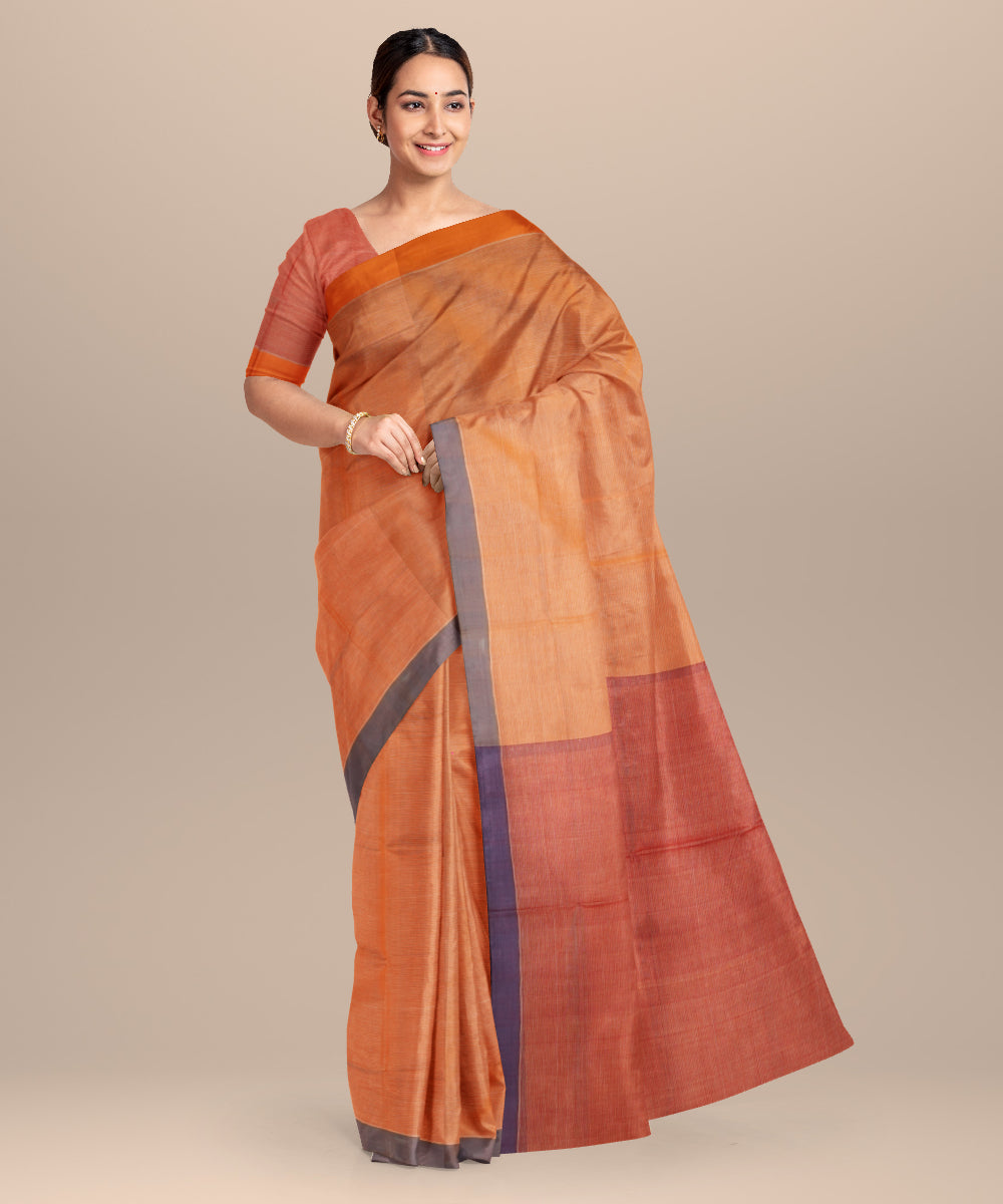 Orange red cotton handloom mangalagiri saree